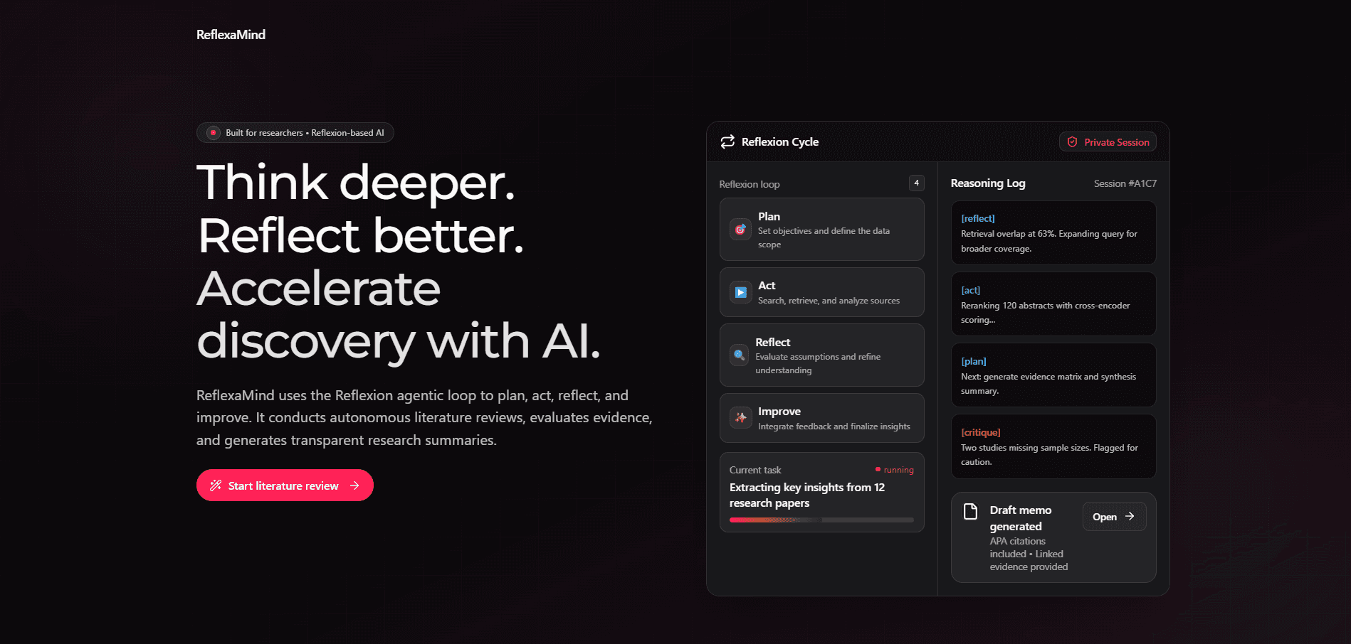 ReflexaMind - AI Research Agent with Reflexion